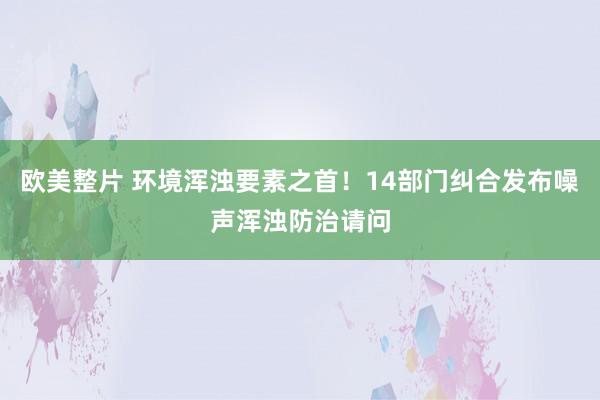 欧美整片 环境浑浊要素之首！14部门纠合发布噪声浑浊防治请问