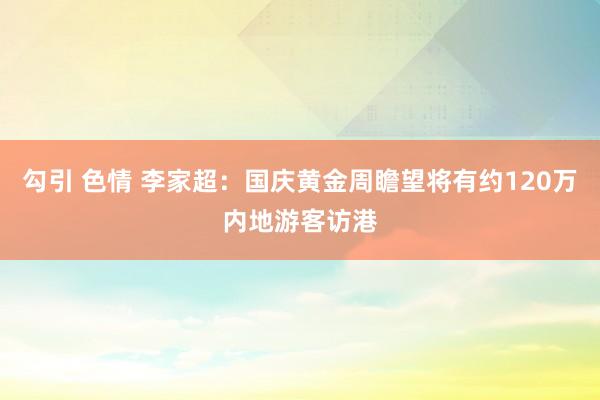 勾引 色情 李家超：国庆黄金周瞻望将有约120万内地游客访港