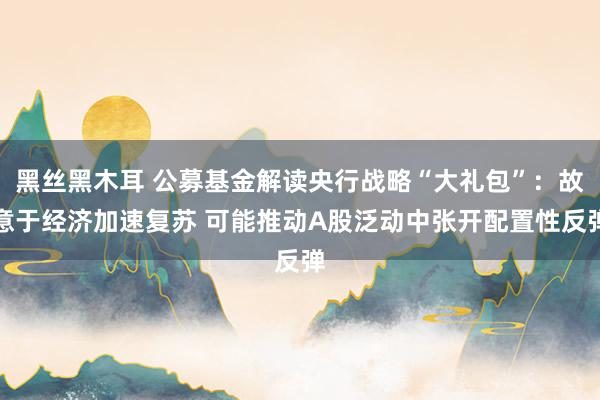 黑丝黑木耳 公募基金解读央行战略“大礼包”：故意于经济加速复苏 可能推动A股泛动中张开配置性反弹