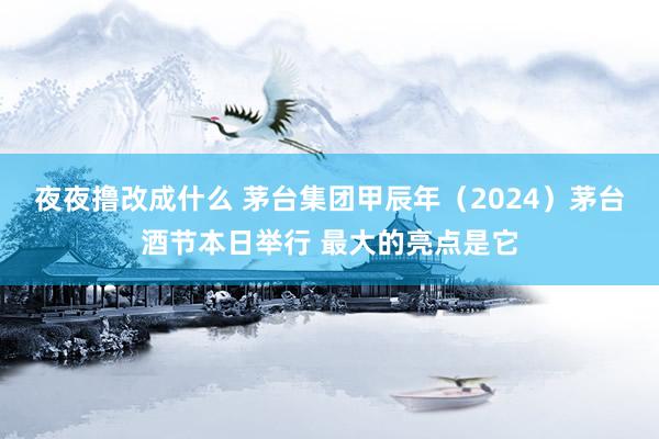 夜夜撸改成什么 茅台集团甲辰年（2024）茅台酒节本日举行 最大的亮点是它