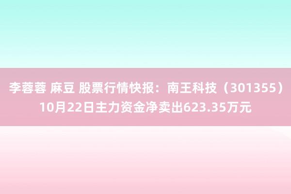 李蓉蓉 麻豆 股票行情快报：南王科技（301355）10月22日主力资金净卖出623.35万元