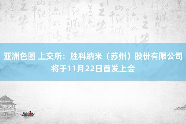亚洲色图 上交所：胜科纳米（苏州）股份有限公司将于11月22日首发上会