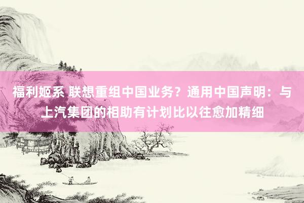 福利姬系 联想重组中国业务？通用中国声明：与上汽集团的相助有计划比以往愈加精细