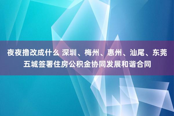 夜夜撸改成什么 深圳、梅州、惠州、汕尾、东莞五城签署住房公积金协同发展和谐合同