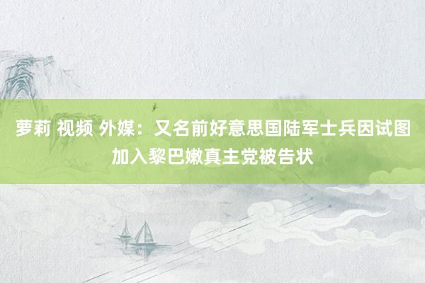 萝莉 视频 外媒：又名前好意思国陆军士兵因试图加入黎巴嫩真主党被告状