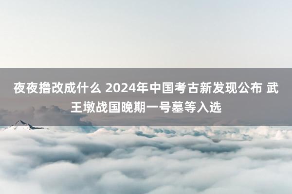 夜夜撸改成什么 2024年中国考古新发现公布 武王墩战国晚期一号墓等入选