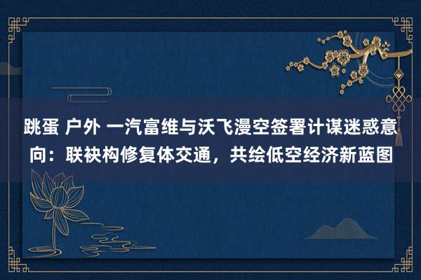 跳蛋 户外 一汽富维与沃飞漫空签署计谋迷惑意向：联袂构修复体交通，共绘低空经济新蓝图