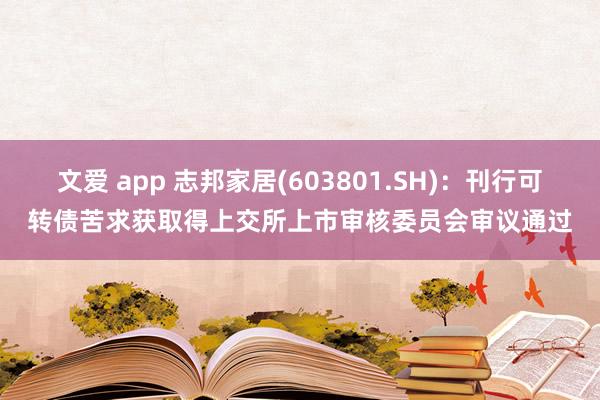 文爱 app 志邦家居(603801.SH)：刊行可转债苦求获取得上交所上市审核委员会审议通过